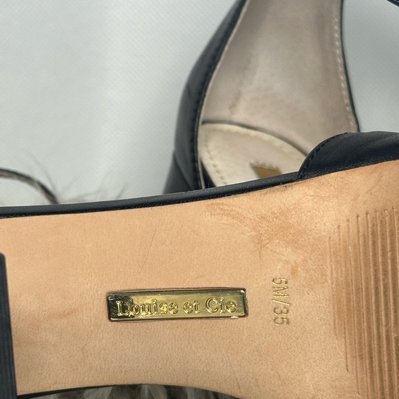 Louise et Cie Leather Open Toe Ankle Strap Heeled Sandals Black - Picture 3 of 5